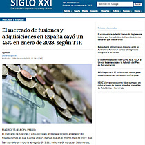 El mercado de fusiones y adquisiciones en Espaa cay un 45% en enero de 2023, segn TTR
